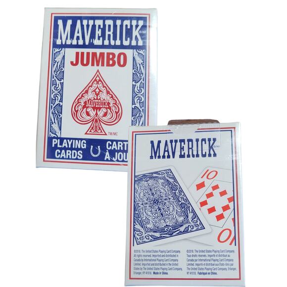 2 Decks, Maverick Jumbo Index Playing Cards, Blue Back, New in Packages - Picture 1 of 4
